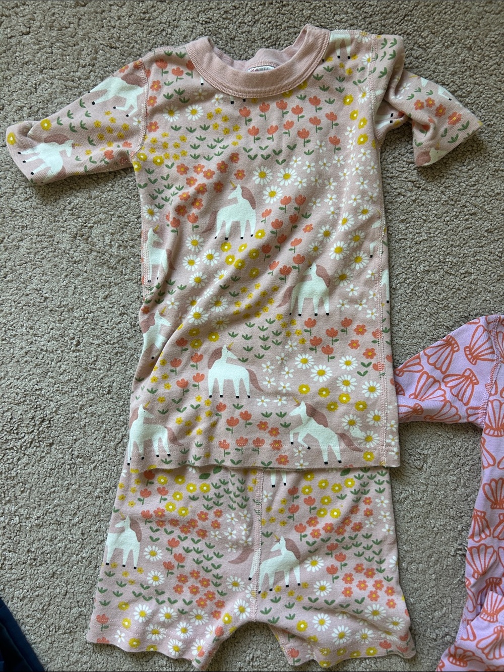Hanna Andersson Blush Unicorn & Floral Short Pajama Set